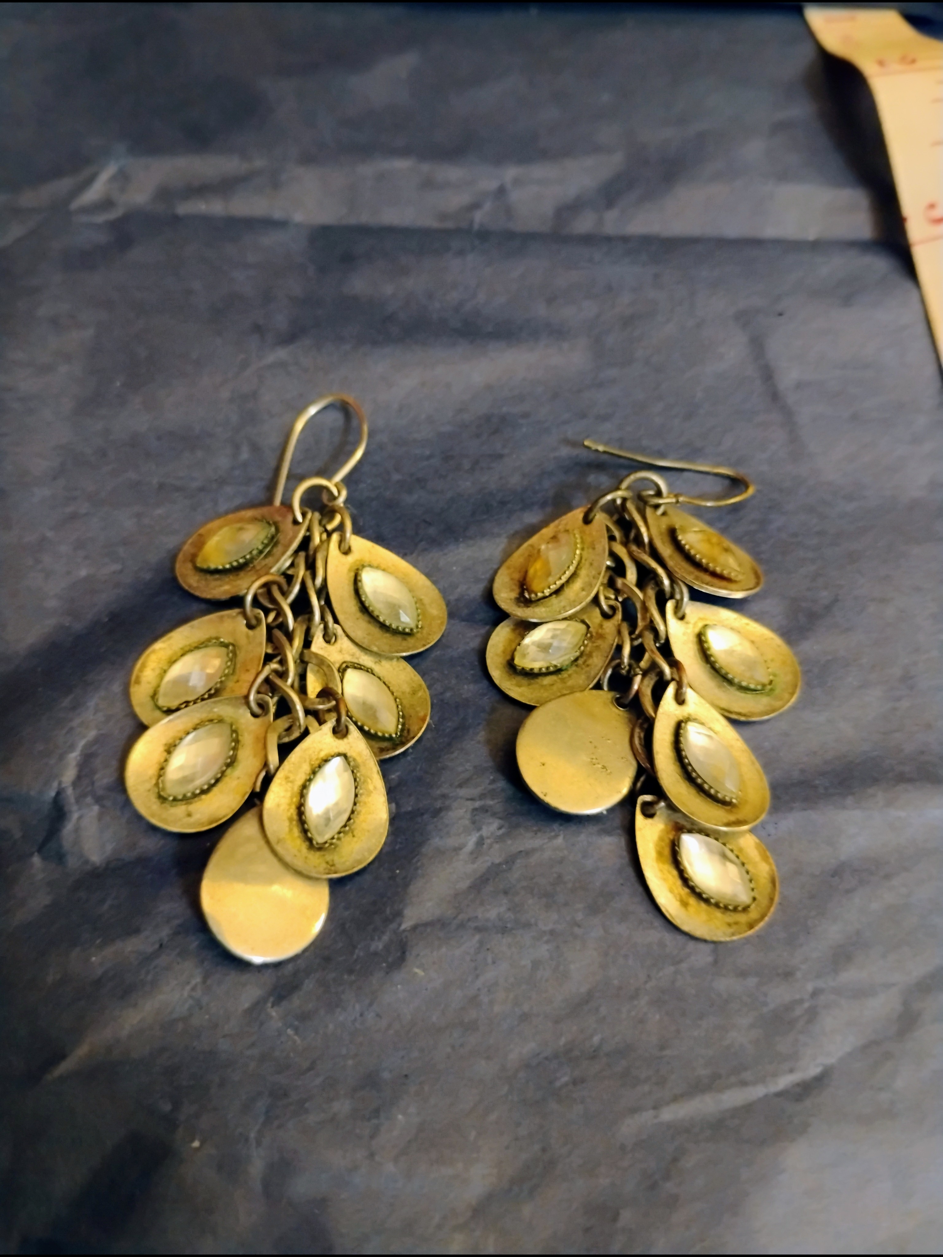 3 For $15 Vintage Lia Sophia Silvertone Dangle Clusters - Chic Leaf Medallions